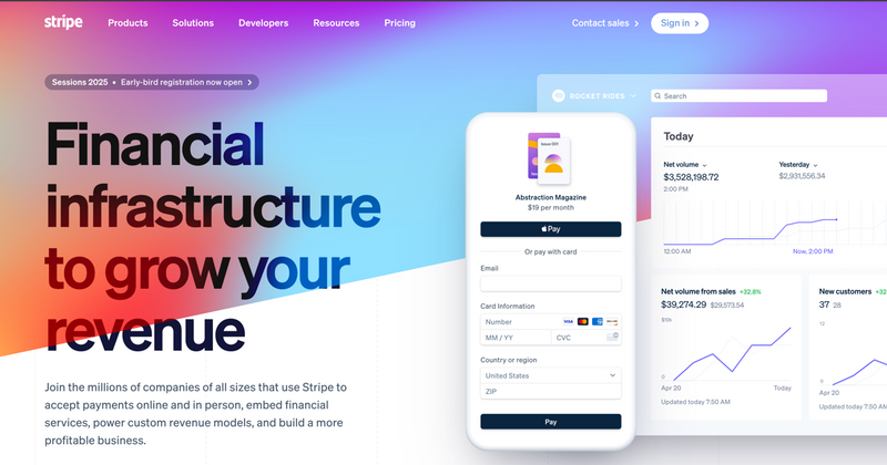 Stripe homepage